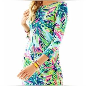 Lilly Pulitzer Marlowe Island Time Palm Tree Long Sleeve‎ Cotton Mini Dress S